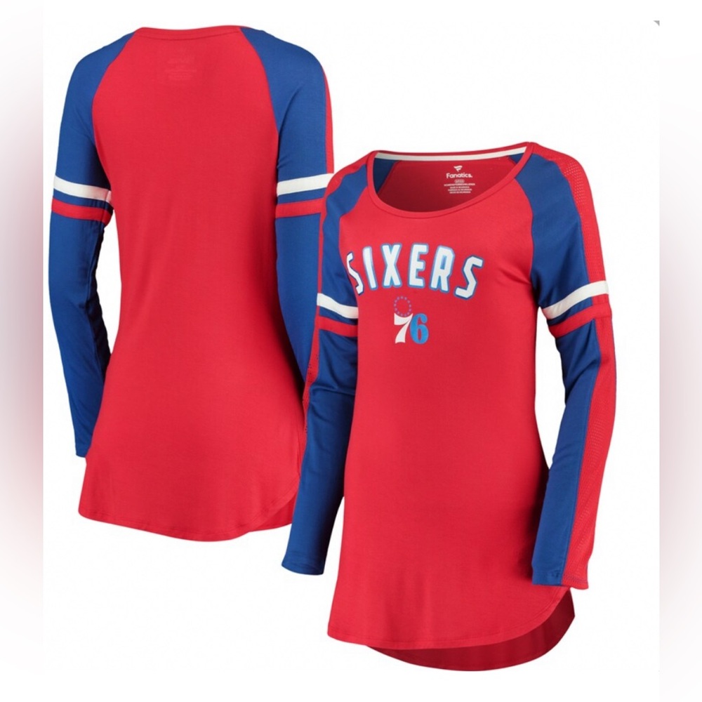 Fanatics Authentic Philadelphia 76ers Sixers Long Sleeve Shirt NBA Women’s Sz: S - Picture 1 of 5